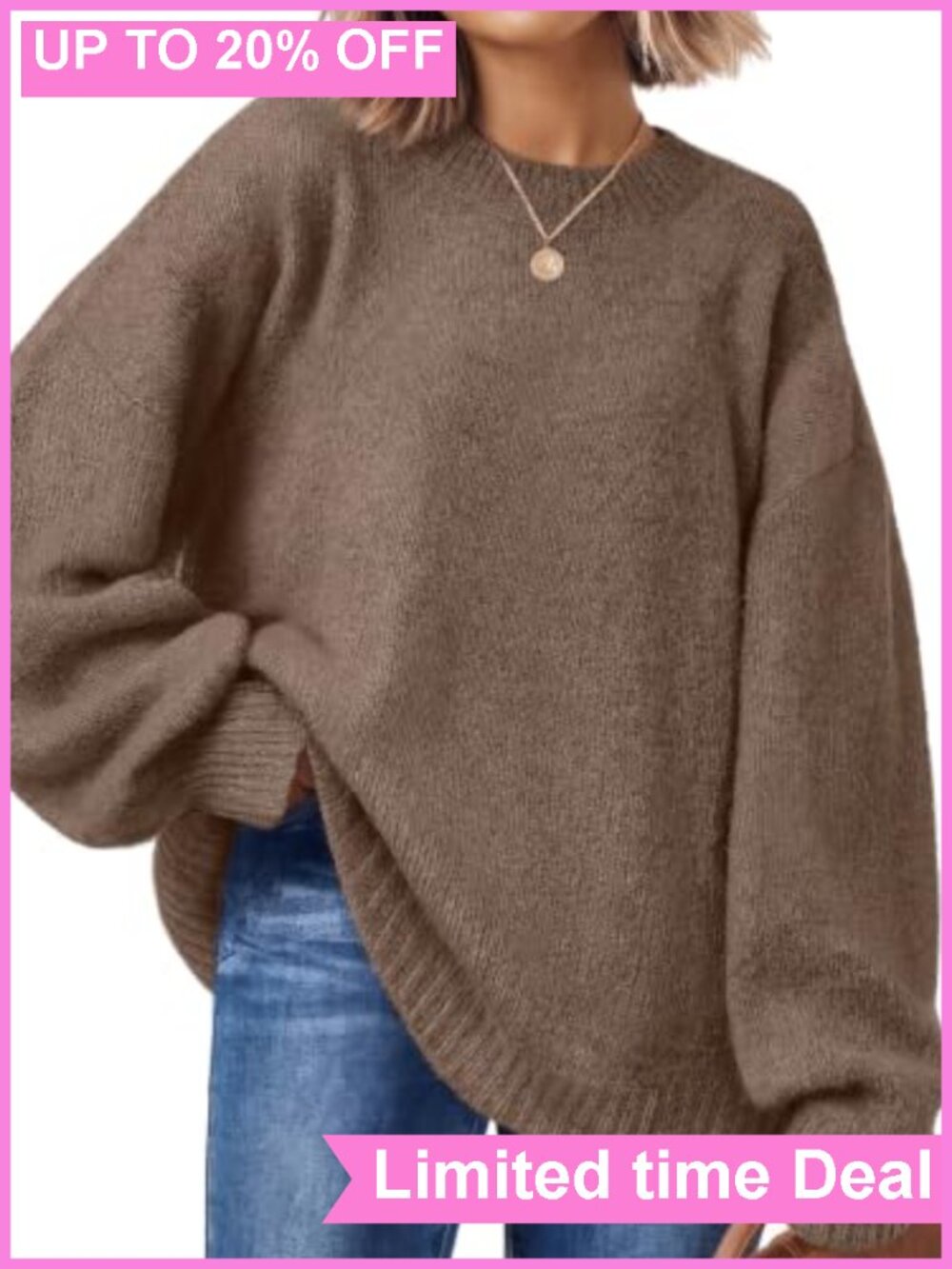 Oversized Crewneck Pullover Sweater Women's Relaxed Fit Long Sleeve